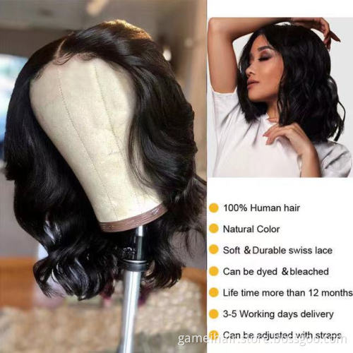 Wholesale bob Raw Indian Virgin Human Hair Hd Full Lace Frontal Bob Wigs Human Hair Transparent Lace Front Wig For Women